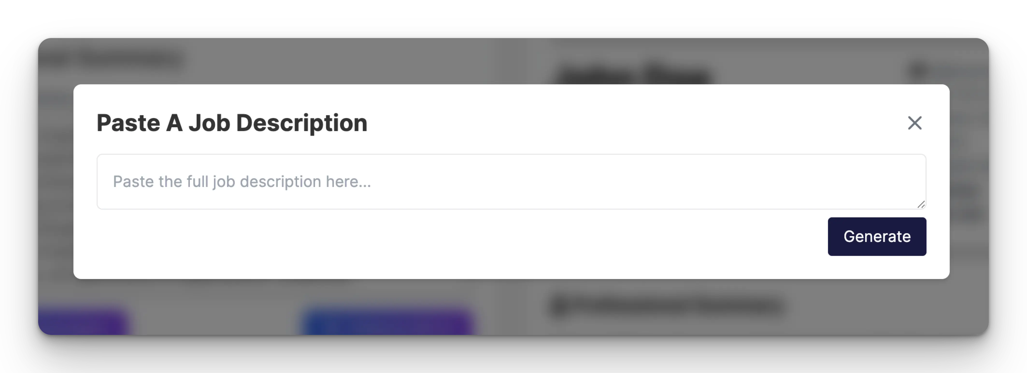 Paste a job description, and click Generate